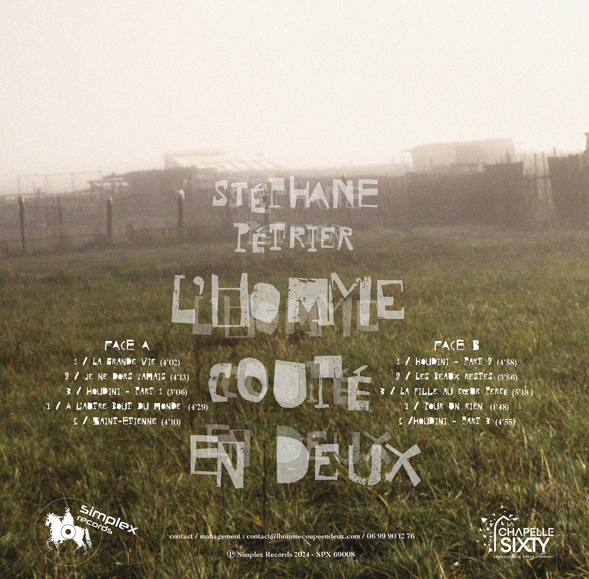 ALBUM 33 TOURS VINYLE STEPHANE PETRIER "L'Homme Coupé en Deux" tirage limité - version splatter numéroté