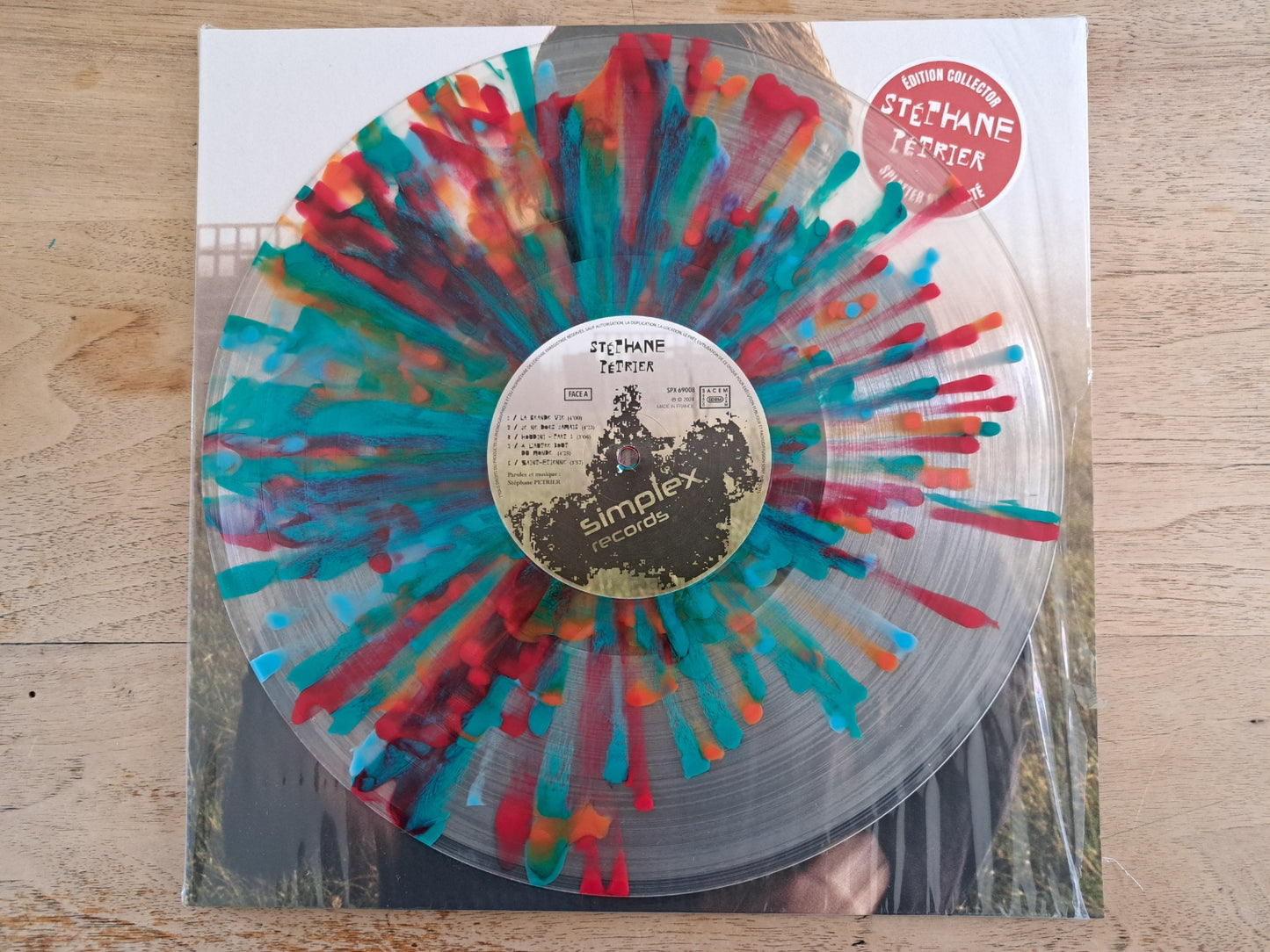 ALBUM 33 TOURS VINYLE STEPHANE PETRIER "L'Homme Coupé en Deux" tirage limité - version splatter numéroté